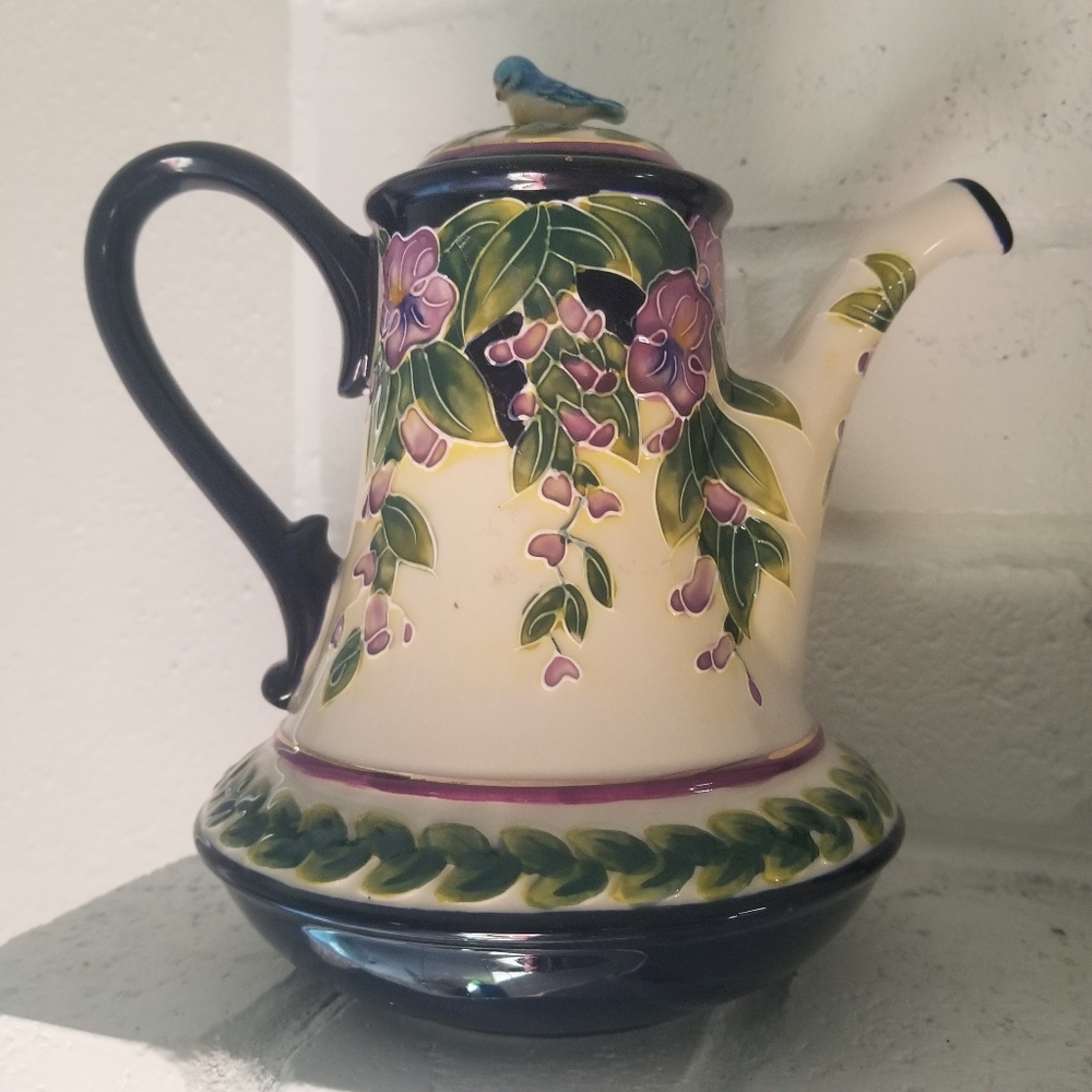 New Blue Sky Clayworks Wisteria Flowers Ceramic Tea Pot